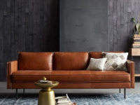 Mid-century modern sofa in leather