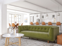 tapered cushion arm in green with buttons