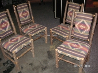Knotted Pine Dining Chairs with Southwestern Pattern