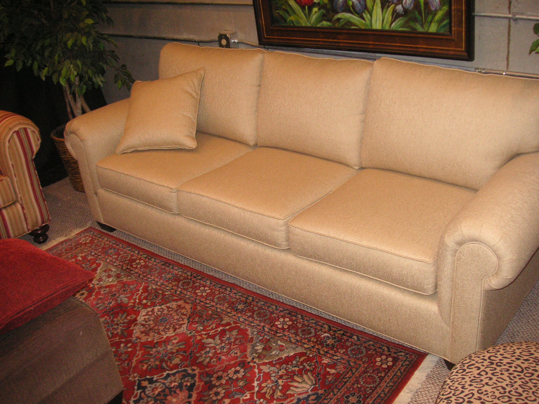 Custom rolled arm sofa